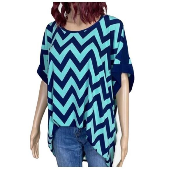 Carol Rose Chevron Print Top‎ Size 1X NWOT - Picture 1 of 6